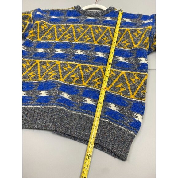 Vintage Hunt‎ Club Wool blend Women Sweaters size Medium Nordic Geometric Blue - Picture 8 of 9